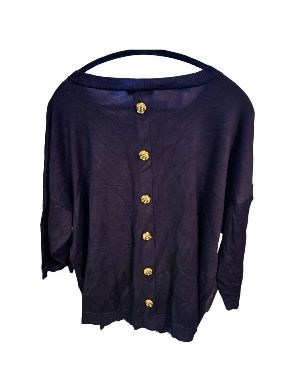 027 CABLE & GAUGE 3XL WOMEN'S BLACK SWEATER WITH BACK BUTTONS - Picture 3 of 3